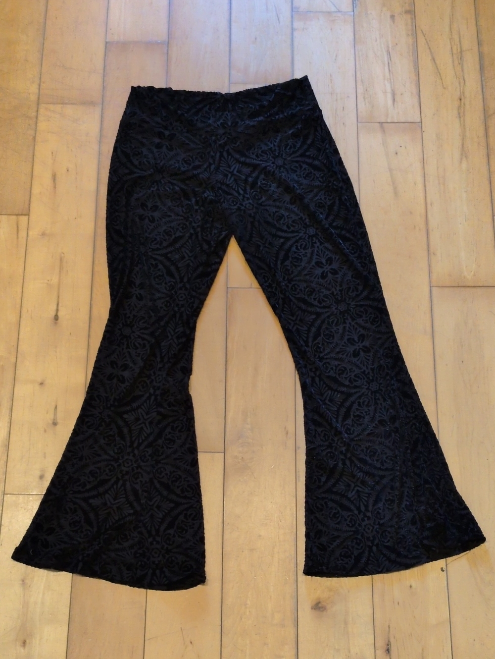 Warrior Within Designs Burnout Velvet Bell Bottoms Black